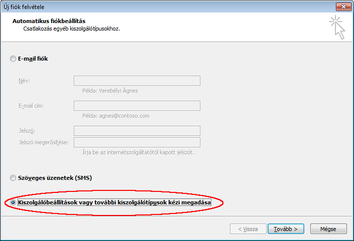 Outlook beállítása az akadémiai hálózatban 2