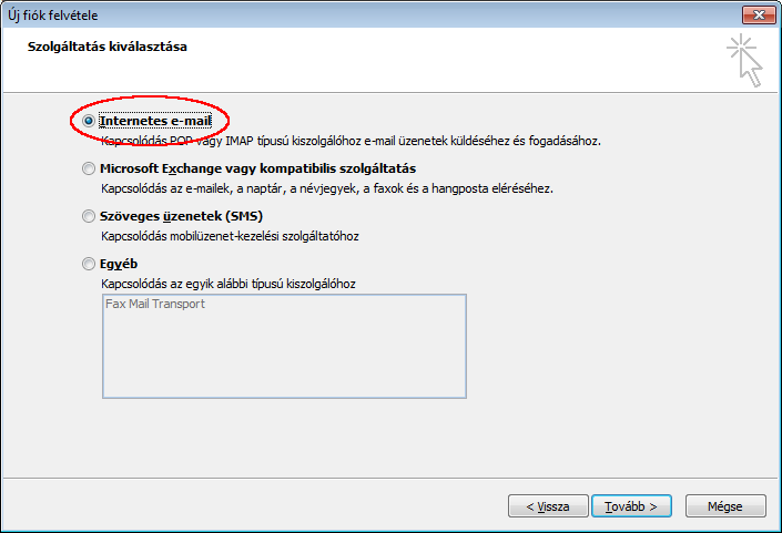 Outlook beállítása az akadémiai hálózatban 3