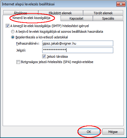 Outlook beállítása az akadémiai hálózatban 5