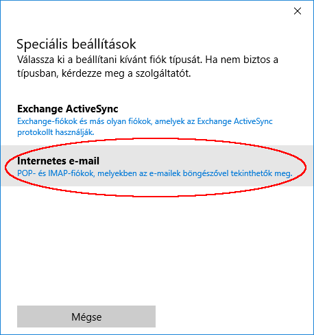 Windows Posta beállítása az akadémiai hálózatban 4