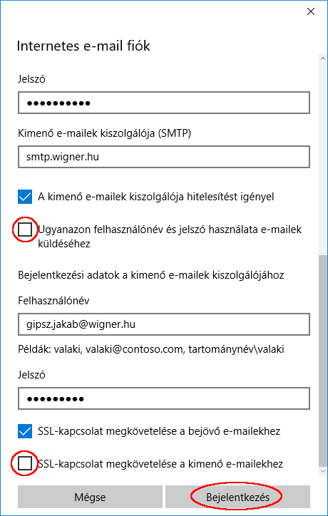 Windows Posta beállítása az akadémiai hálózatban 6