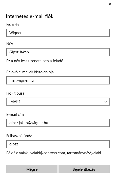 Windows Posta beállítása az akadémiai hálózatban 5