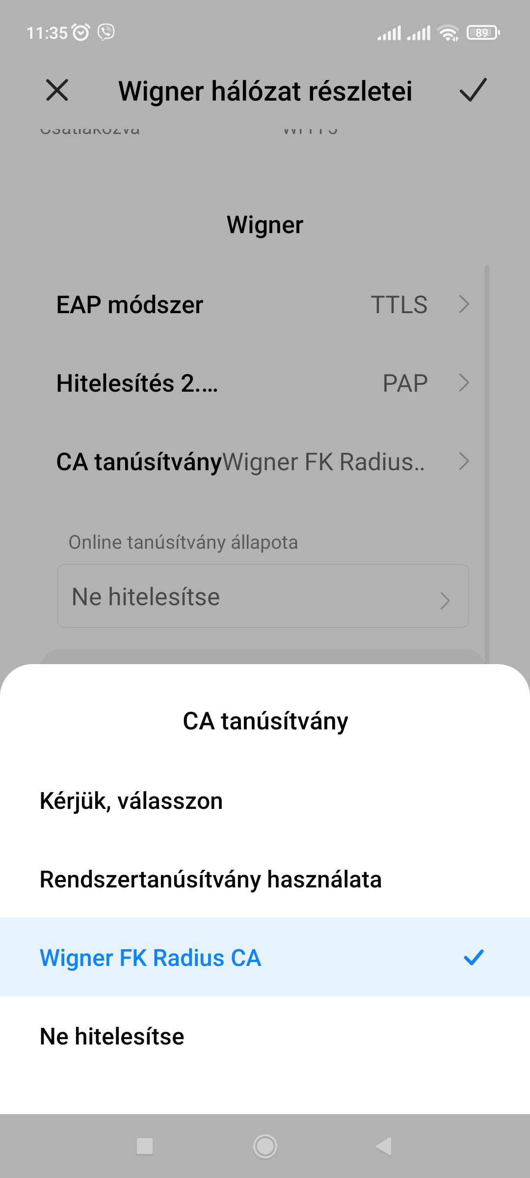 CA választás