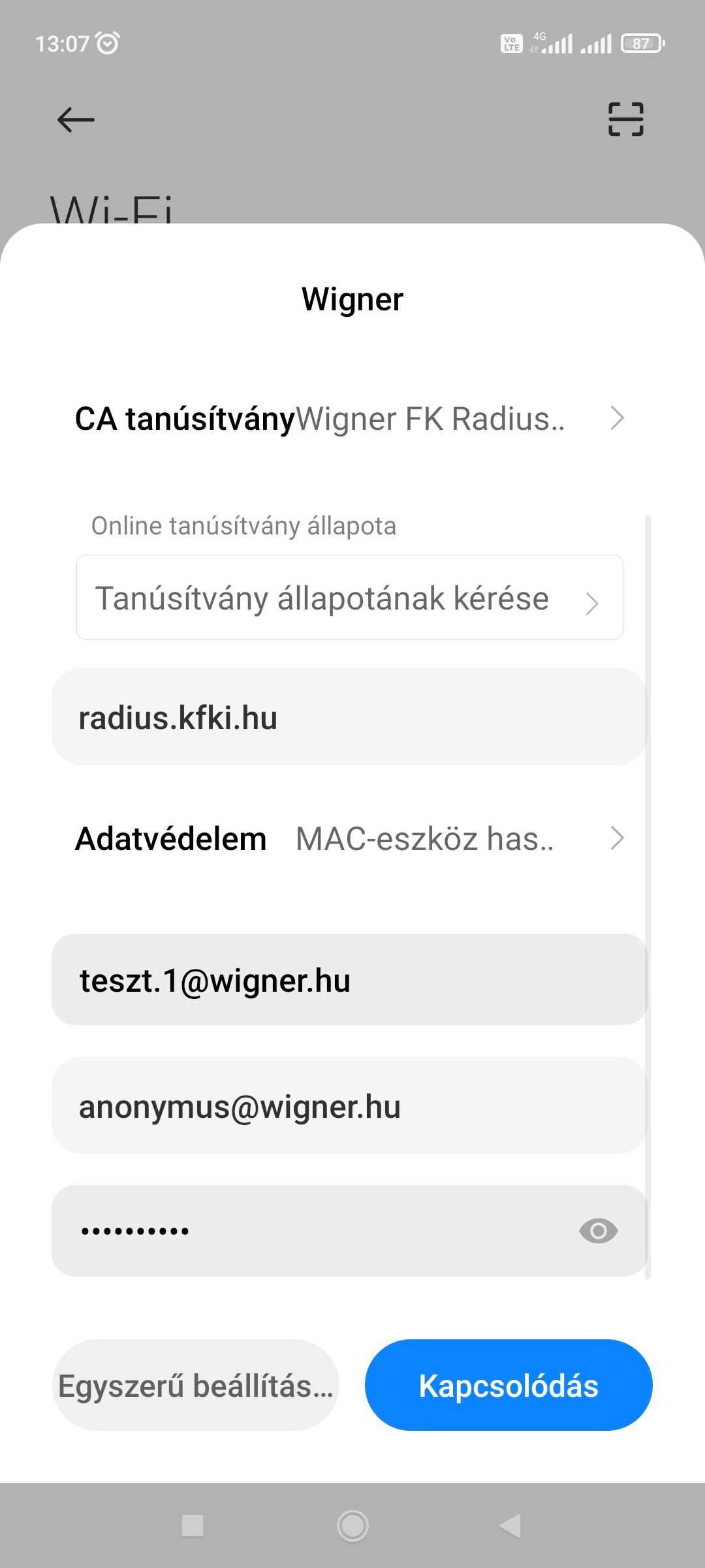 beállítások