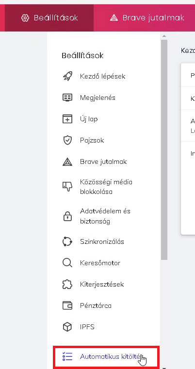 automatikus kitöltés