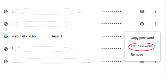 Edit password