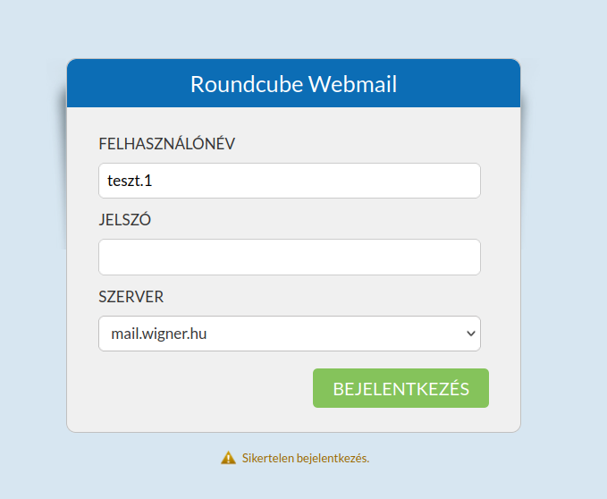sikertelen bejelentkezés
