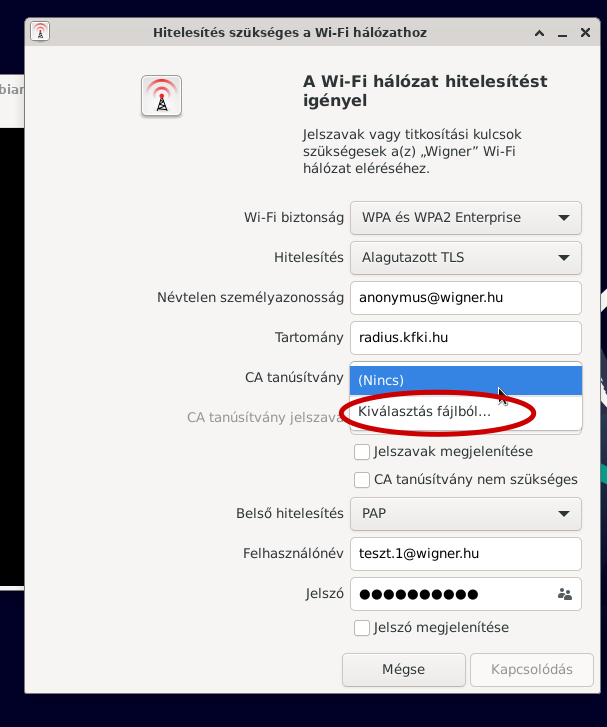 ca kiválasztása