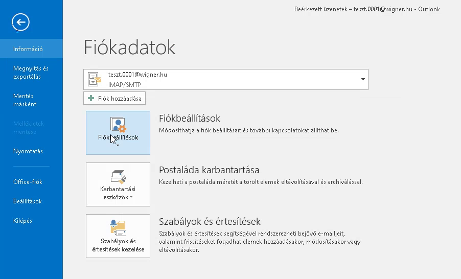 Fiók beállítások